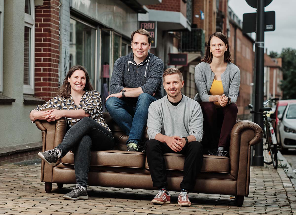 Teamfoto: Juliane Reimann, Moritz Krause, Torben Neumann und Elisa Erbe